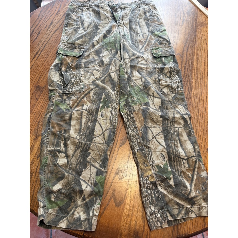 RedHead Mens Realtree Hardwoods Camo Cargo Pants Size M Adjustable Waist Cotton